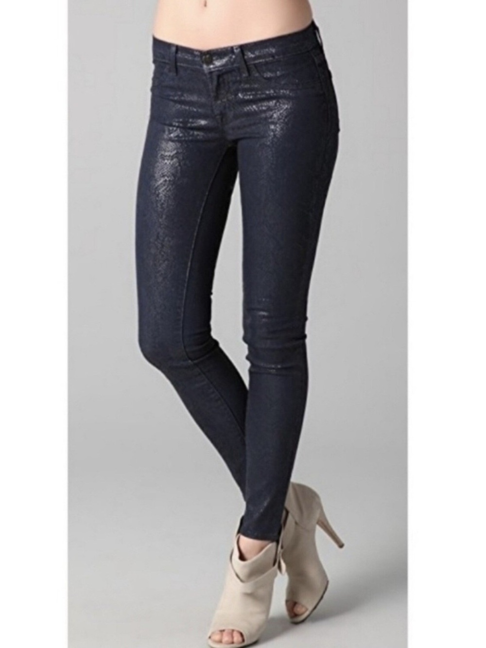J Brand Jeans Matte Boa Python Snake Print Leggings Coated Skinny Size 24 NEW